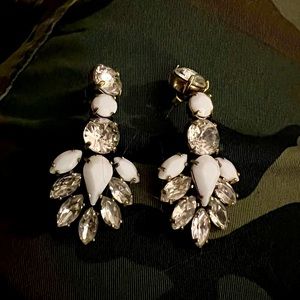J Crew Crystal and White Drop Earrings